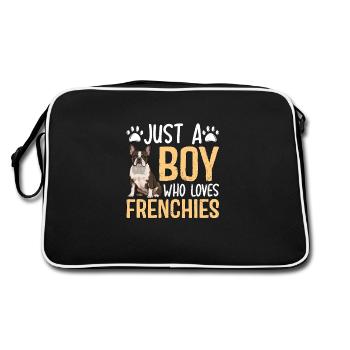 Just A Boy Who Loves Frenchies - Retro Bag - black/white - Back
