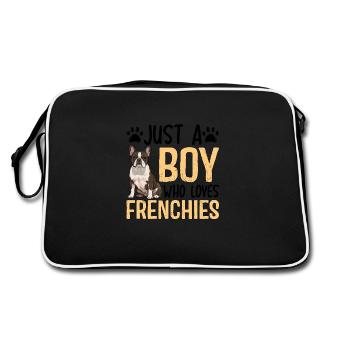 Just A Boy Who Loves Frenchies - Retro Bag - black/white - Back