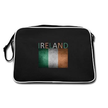 Irland Flagge - Kunstdesign - Retro Tasche - Schwarz/Weiß - Hinten