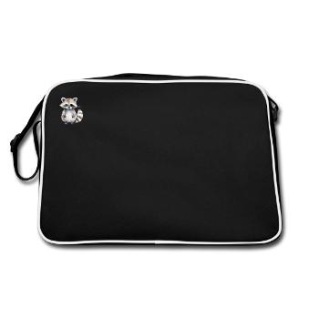 Waschbär Lena - Retro Tasche - Schwarz/Weiß - Hinten
