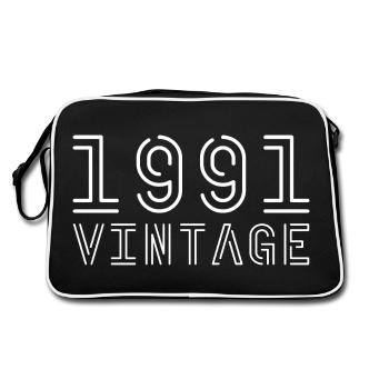 1991 Jahrgang Vintage 1991 Geburtstag 1991 retro - Retro Tasche - Schwarz/Weiß - Hinten