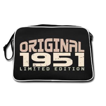 Jahrgang 1951 limitierte Auflage 1951 Geburtstag - Retro Tasche - Schwarz/Weiß - Hinten