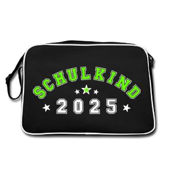 Schulkind 2025 - Geschenk Einschulung 2025 - Retro Tasche - Schwarz/Weiß - Hinten