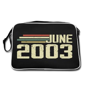 Juni 2003 Jahrestag Juni 2003 Juni 2003 Geburtstag - Retro Tasche - Schwarz/Weiß - Hinten