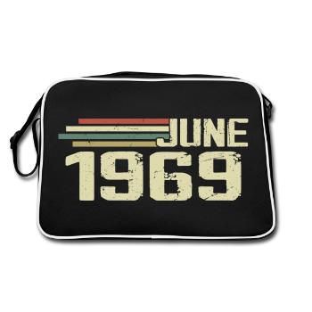 Juni 1969 Jahrestag Juni 1969 Juni 1969 Geburtstag - Retro Tasche - Schwarz/Weiß - Hinten