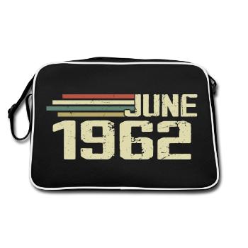 Juni 1962 Jahrestag Juni 1962 Juni 1962 Geburtstag - Retro Tasche - Schwarz/Weiß - Hinten