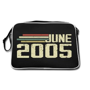 Juni 2005 Jahrestag Juni 2005 Juni 2005 Geburtstag - Retro Tasche - Schwarz/Weiß - Hinten