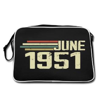 Juni 1951 Jahrestag Juni 1951 Juni 1951 Geburtstag - Retro Tasche - Schwarz/Weiß - Hinten