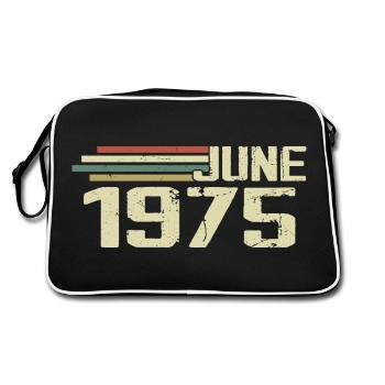 June 1975 Anniversary June 1975 June 1975 Birthday - Retro Bag - black/white - Back