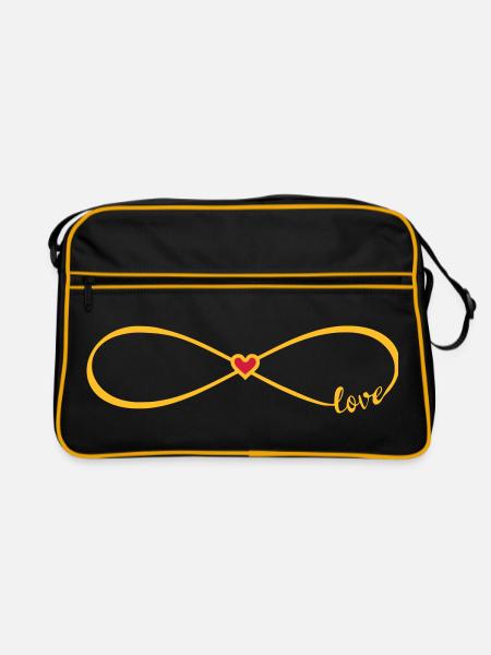 Infinity Love Font Infinity 8 Red Heart - Retro Bag - black/gold
