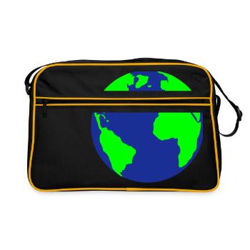 Erde, Welt, Erdkugel - Retro Tasche - Schwarz/Gold - Vorne