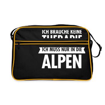 Therapie - Alpen - Retro Tasche - Schwarz/Gold - Vorne