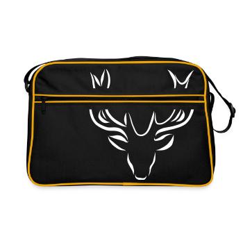 Deer Moose head reindeer illustration antler - Retro Bag - black/gold - Front