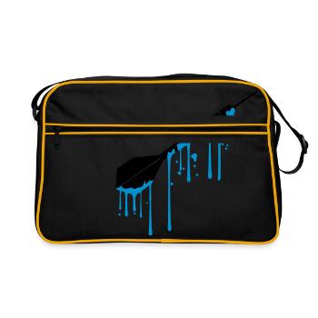 nass tropfen graffiti spray logo cool spielen dart - Retro Tasche - Schwarz/Gold - Vorne