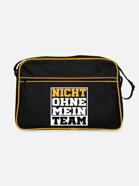 nicht ohne mein team | Farben änderbar - Retro Tasche - Schwarz/Gold - Vorne
