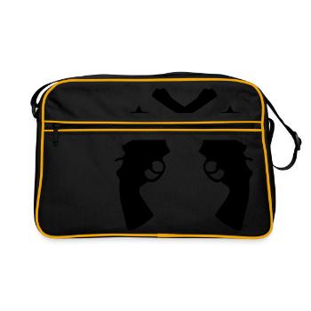 Gekreuzte Revolver - Retro Tasche - Schwarz/Gold - Vorne