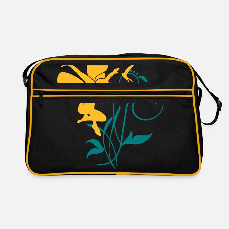Orchidee / orchid (2c) - Retro Tasche - Schwarz/Gold