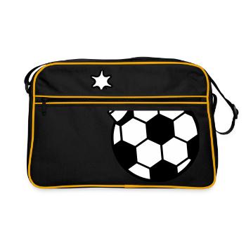 ball football play club sport goal shoot k - Retro Bag - black/gold - Front