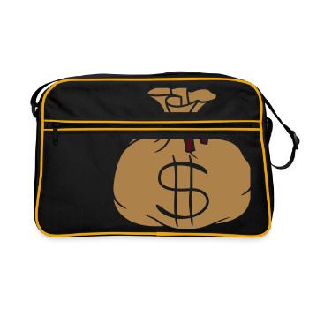 rich cool dollar symbol sign money purse rei - Retro Bag - black/gold - Front
