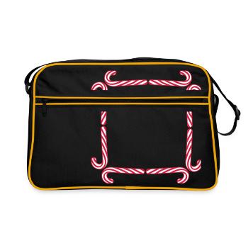 frame shield candy cane delicious candy sugar - Retro Bag - black/gold - Front
