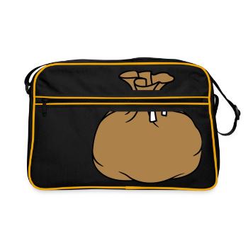 sac sac en tissu cadeau emballé rempli complet - Sac Retro - noir/or - Devant