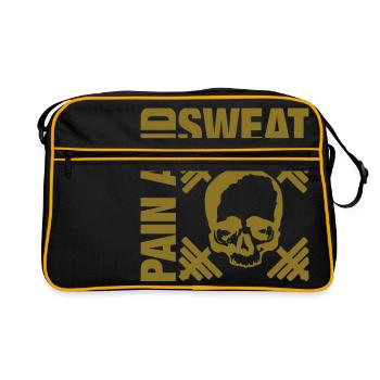 bodybuilding / pain and sweat - Retro Tasche - Schwarz/Gold - Vorne