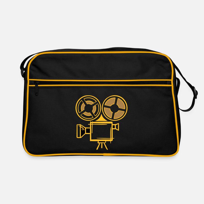 Old film camera icon, hand-drawn. Cameraman Retro Bag