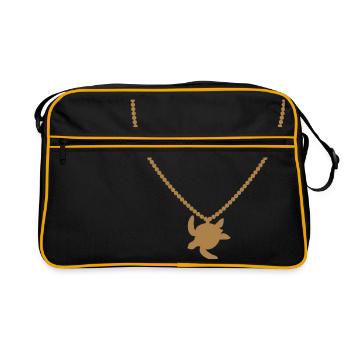 bijoux collier or tortue de mer silhouet - Sac Retro - noir/or - Devant