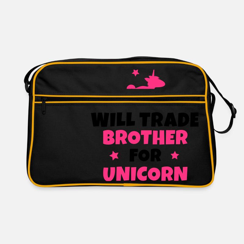 Will trade brother for unicorn - Retro Bag - black/gold