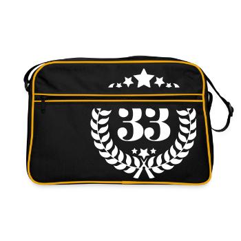 33ter numéro de bague d'anniversaire 33 ans - Sac Retro - noir/or - Devant