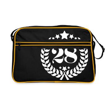 28ter numéro de bague d'anniversaire de 28 ans - Sac Retro - noir/or - Devant