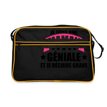 je suis une maman géniale et je déchire grave - Sac Retro - noir/or - Devant