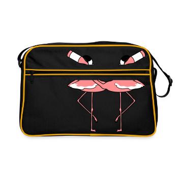 2 friends team couple crew drink booze beer flasc - Retro Bag - black/gold - Front