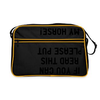 if you can read this my Horse Pferde Reiten Sattel - Retro Tasche - Schwarz/Gold - Vorne