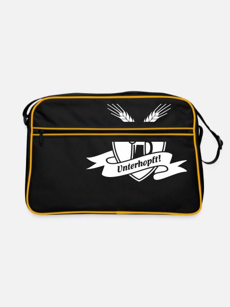 Unterhopft - Beer, , grilling - Retro Bag - black/gold - Front