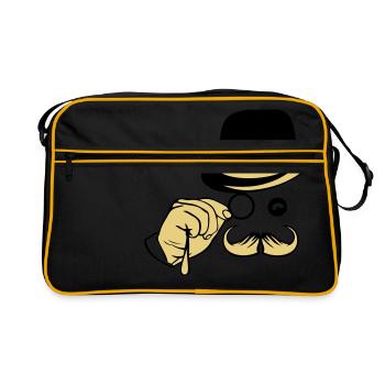 smile hat monocle mustache bowler - Retro Bag - black/gold - Front