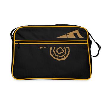 saw wood log branch - Retro Bag - black/gold - Front