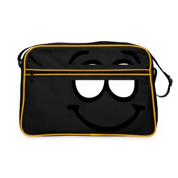 Funny Face, Cartoon Face, Trickfilm, Smiley - Retro Bag - black/gold - Front