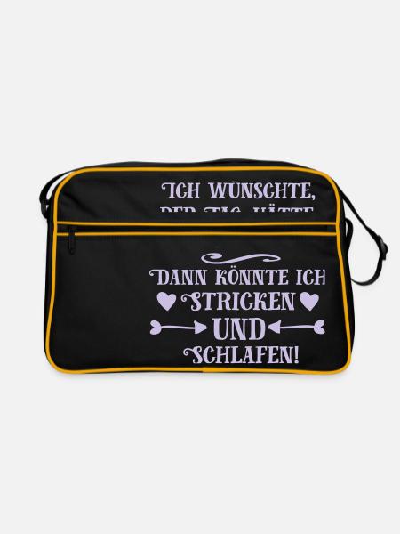 Stricken und Schlafen - Retro Tasche - Schwarz/Gold
