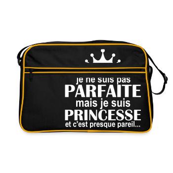 je ne suis pas parfaite mais je suis princesse - Retro Tasche - Schwarz/Gold - Vorne