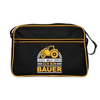 Ich bin Bauer (Schriftzug) - Retro Tasche - Schwarz/Gold - Vorne