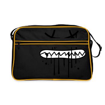 visage mordant les dents croquant mort mort graffiti - Sac Retro - noir/or - Devant