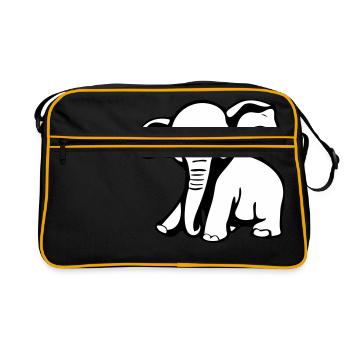 Baby-Elefant im Comic-Stiel - Retro Tasche - Schwarz/Gold - Vorne