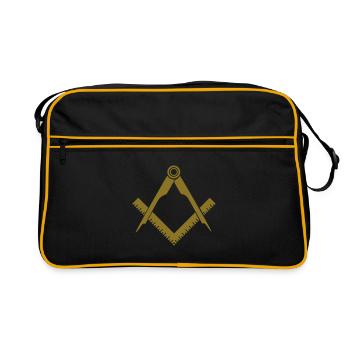 Masonic symbol, squaring the circle, freemason - Retro Bag - black/gold - Front