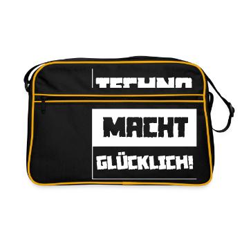 Techno is happy! - Retro Bag - black/gold - Front