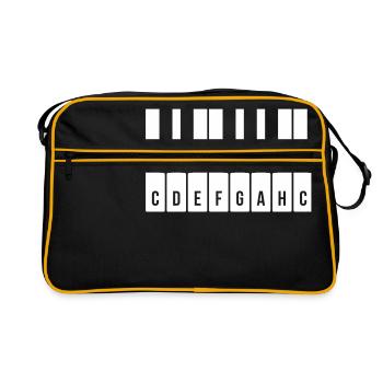 Gamme de gammes de clavier en C majeur (piano / musique / 1C) - Sac Retro - noir/or - Devant