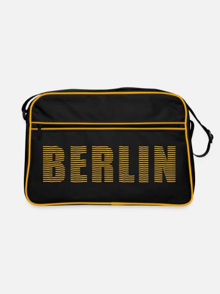 Berlin Linienschrift - Retro Tasche - Schwarz/Gold - Vorne