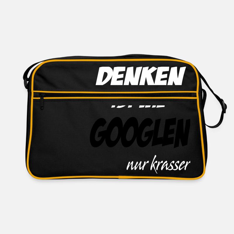denken ist wie googlen nur krasser - Retro Tasche - Schwarz/Gold