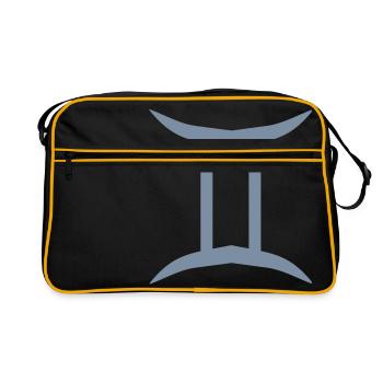 Glyphe Zwillinge Sternzeichen Symbol - Retro Tasche - Schwarz/Gold - Vorne