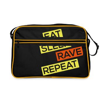 EAT SLEEP RAVE REPEAT - Retro Bag - black/gold - Front